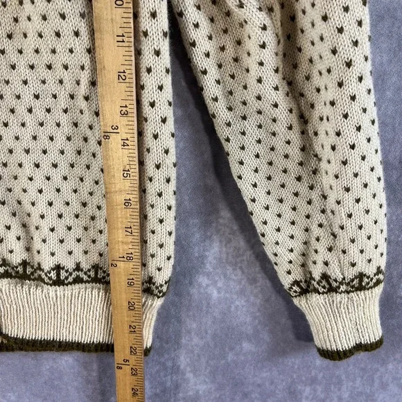 O. Allers Nilssen Wool Cardigan Women XS Cream Olive Fair Isle Norway *See Desc* - Picture 7 of 7